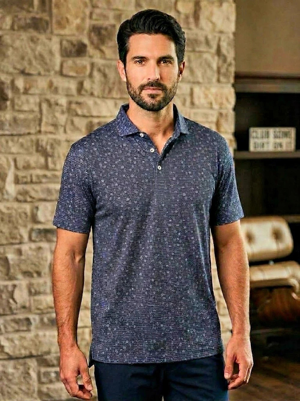 johnnie-O Mens Performance Polo Shirt Navy Cactus Tumbleweed Small NWT $98